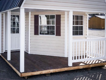 Wraparaound porch option on a portable cabin in Kentucky