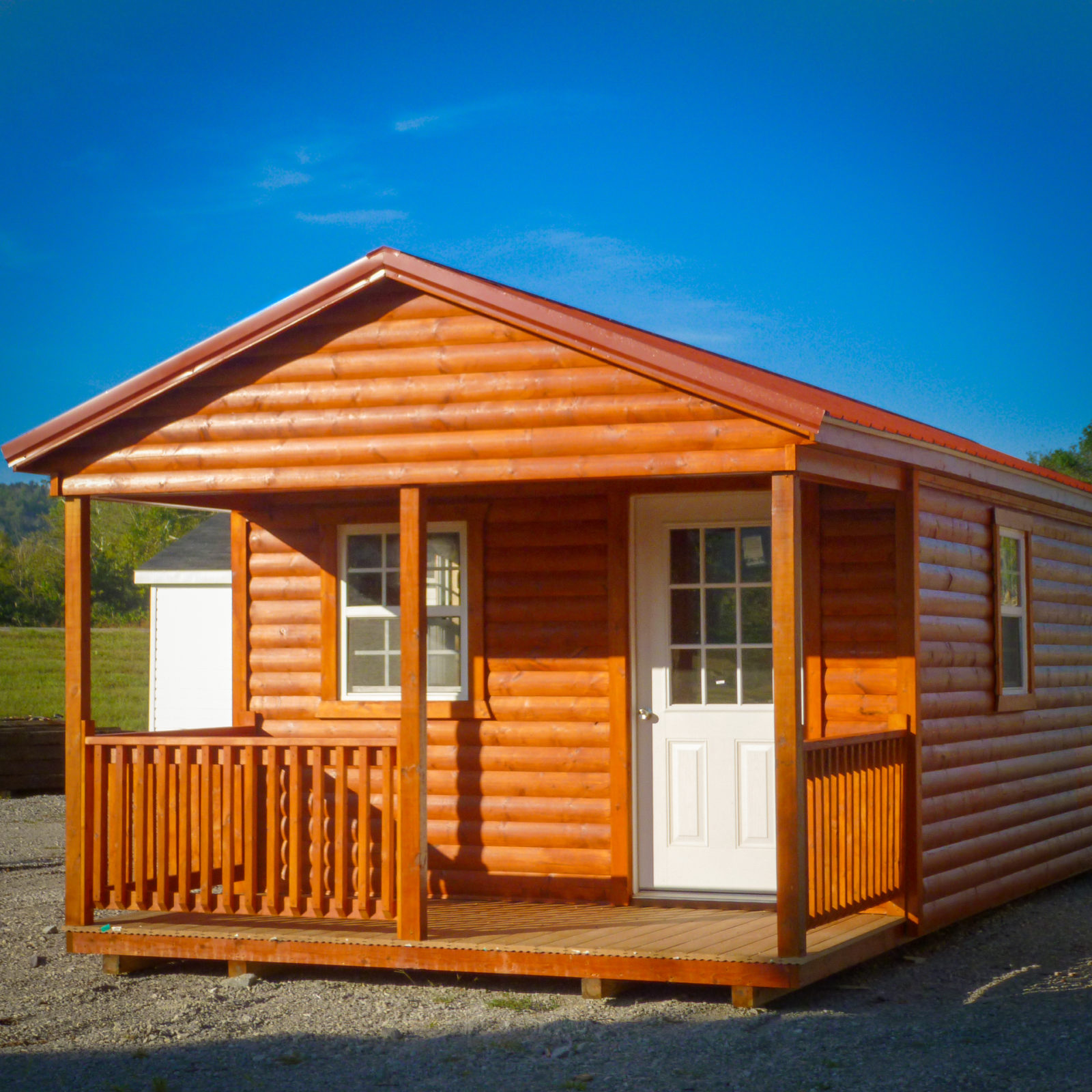 exterior white doored rent to own cabins for sale