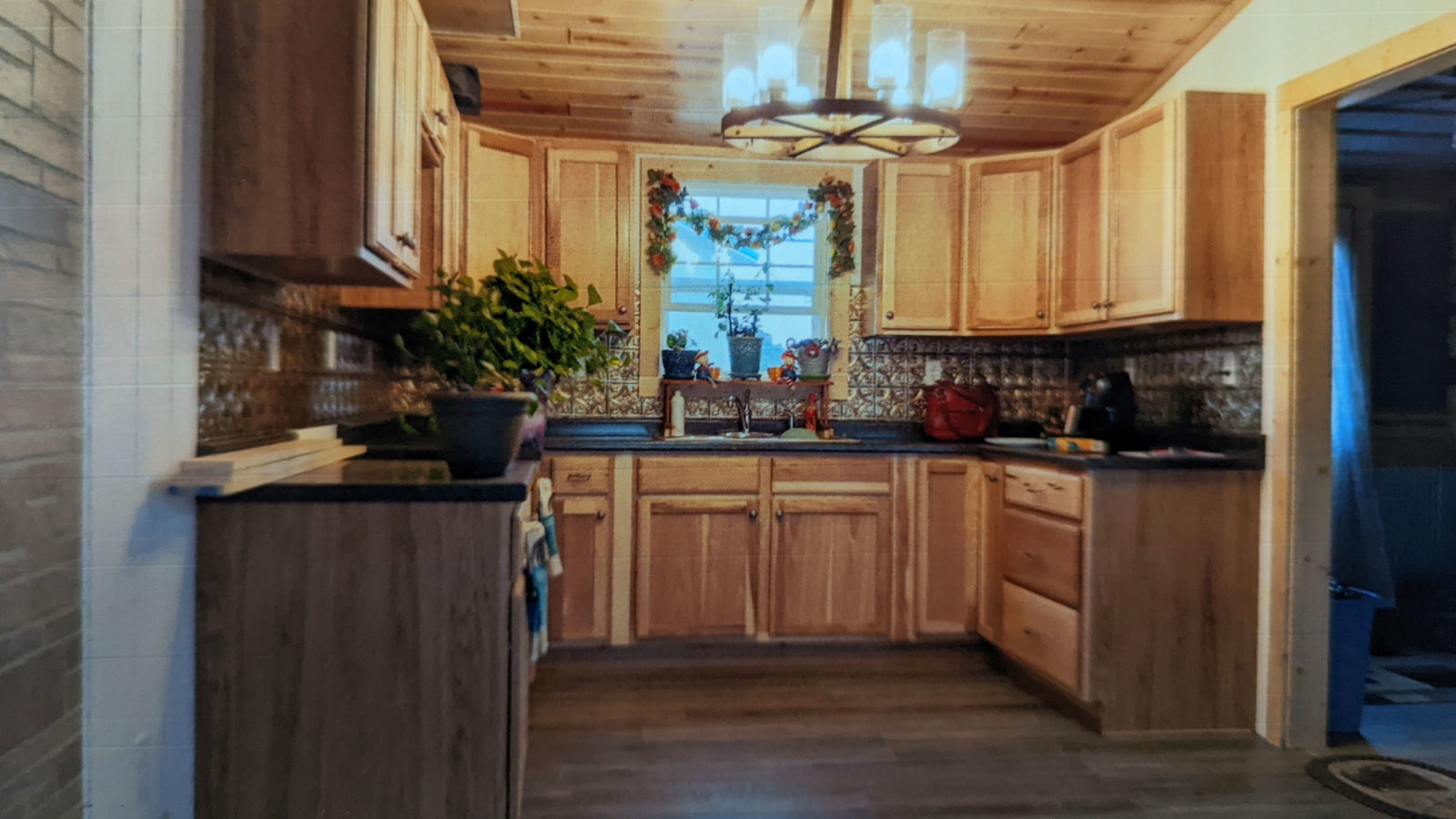 interior of kitchen of cabin home for sale