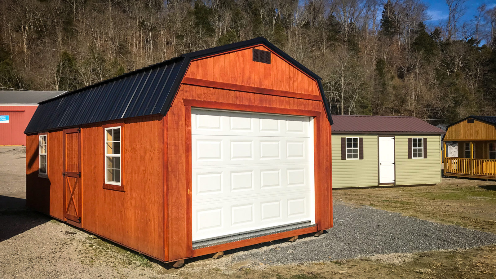 exterior of orange single-car garage size for sale