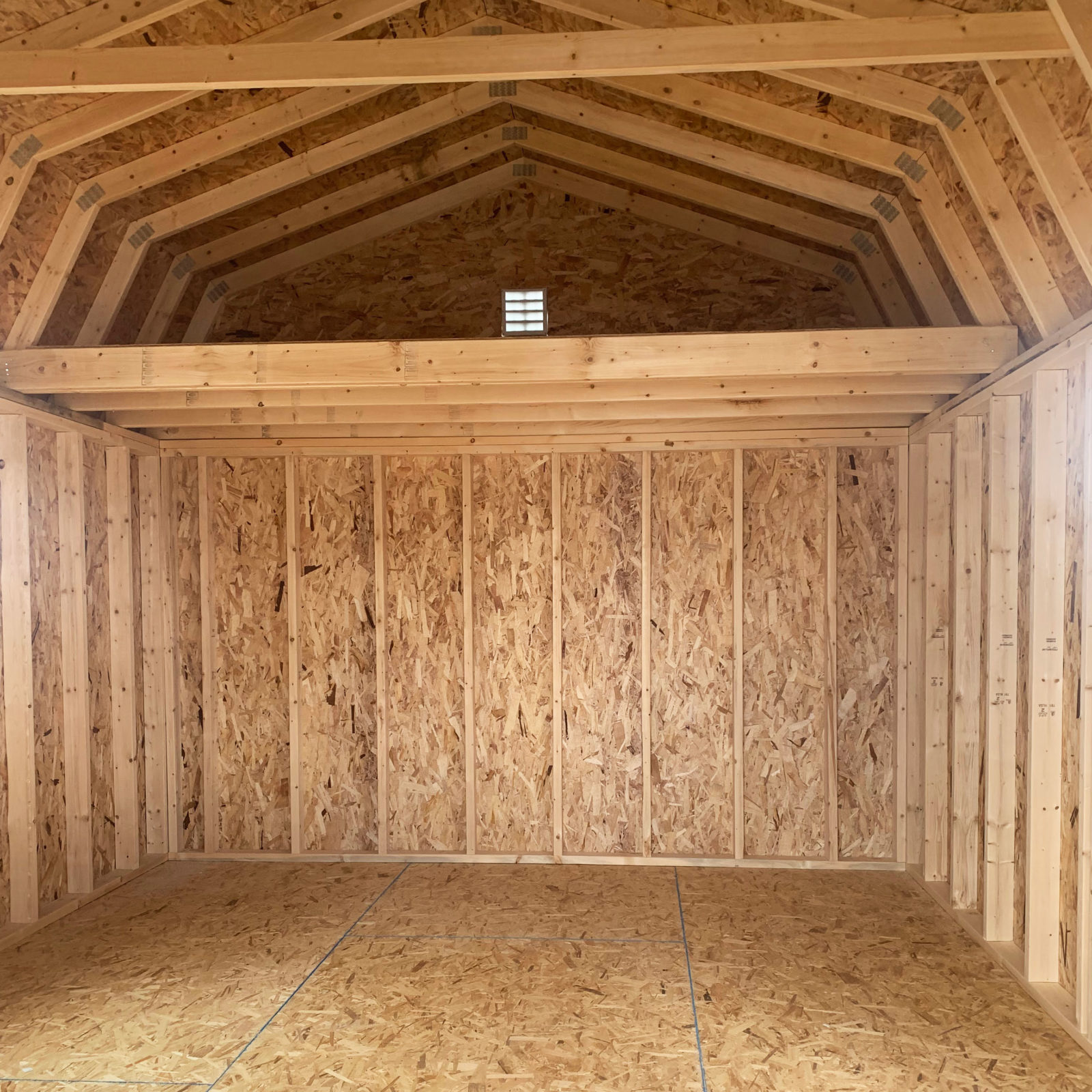 interior of awesome quality 12x16 shed for sale