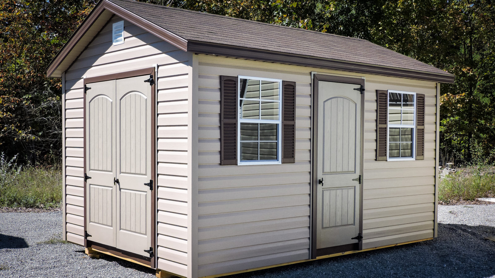 exterior of a-frame vinyl shed for sale in KY and TN