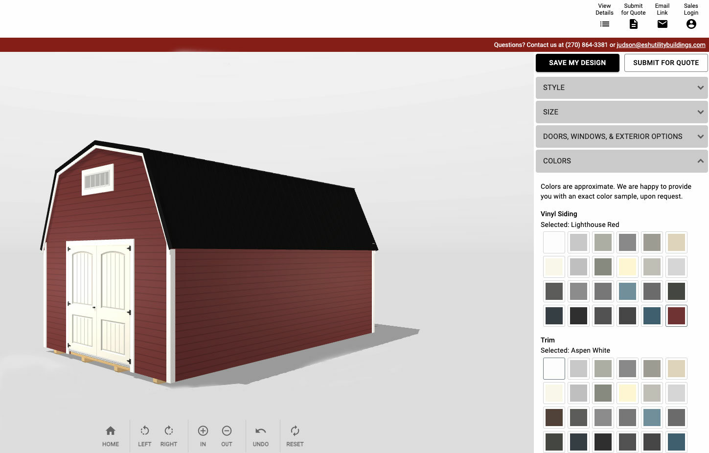 screenshot of shed for sale near lexington ky in 3d builder