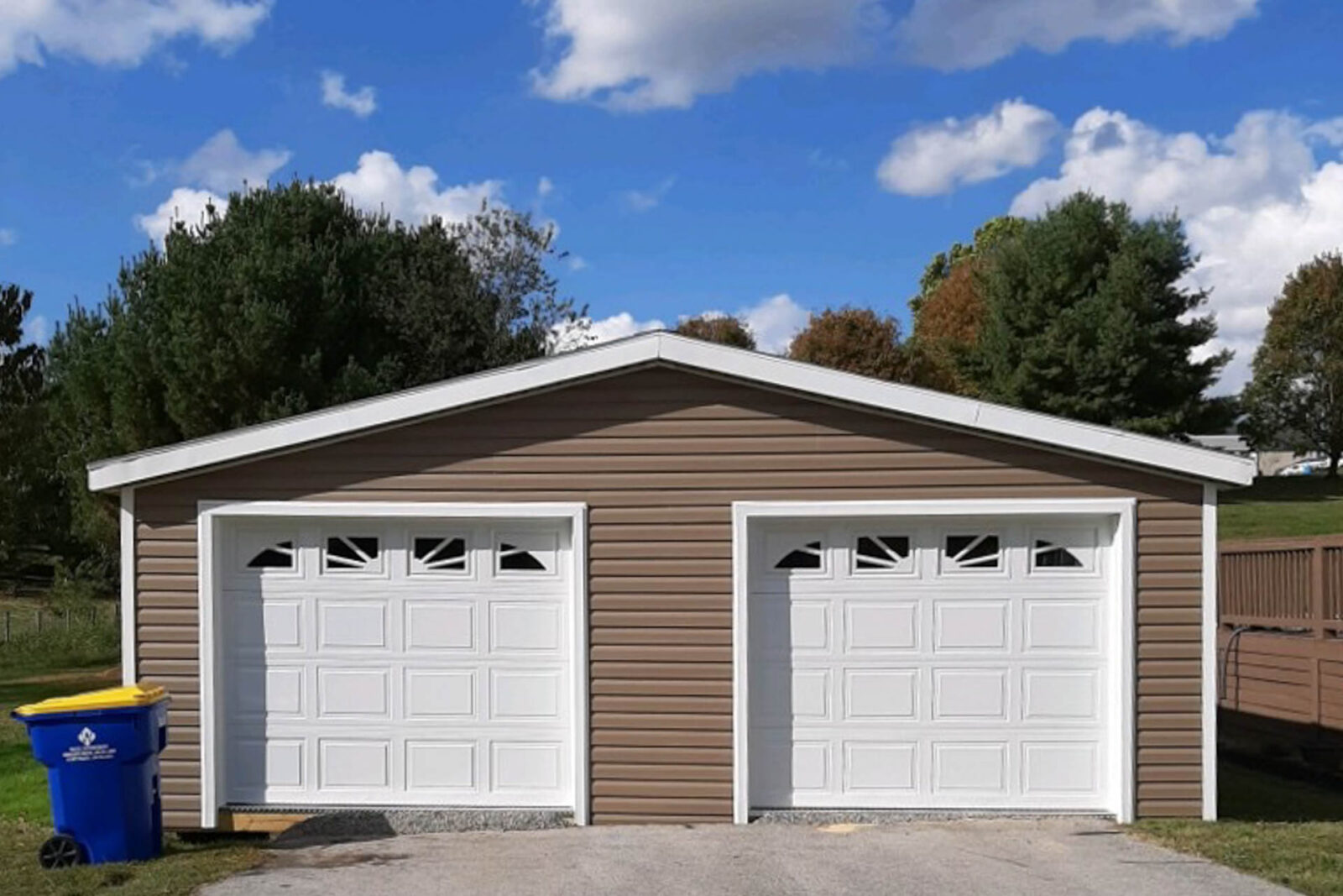 A 2-car modular garage.