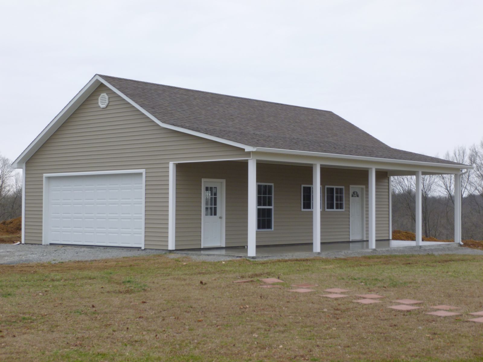 prebuilt garage built on site