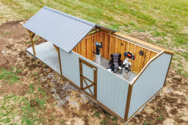 custom design shed with a roof that is adjustable
