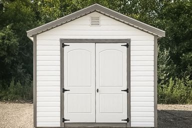 A vinyl shed in Tennessee with double doors