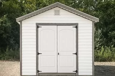 A vinyl shed in Tennessee with double doors