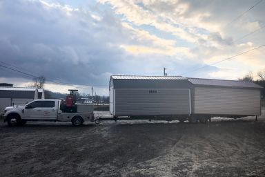 A truck and trailer ready for shed delivery in Tennessee