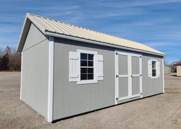 exterior of grey 12x24 storage building for sale in KY and TN